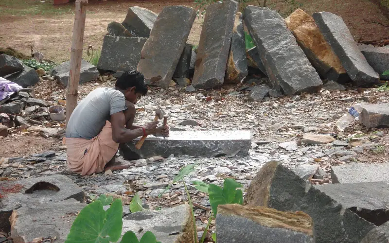 Renovation work going on in front of Vatakumnathan Temple